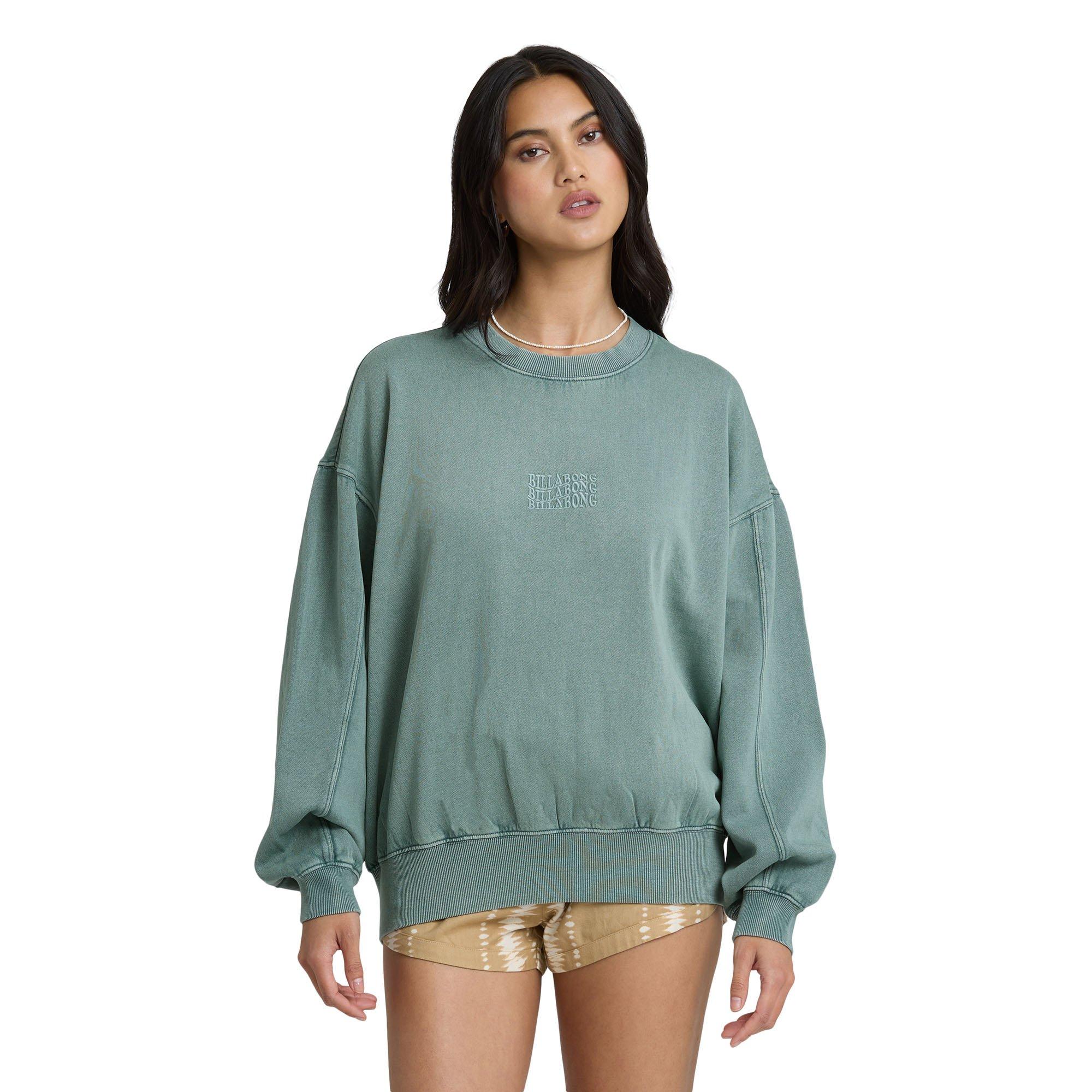 Billabong | Women's Bleached Out Kendal Crew Sweatshirt, Blue Mist, Size Medium