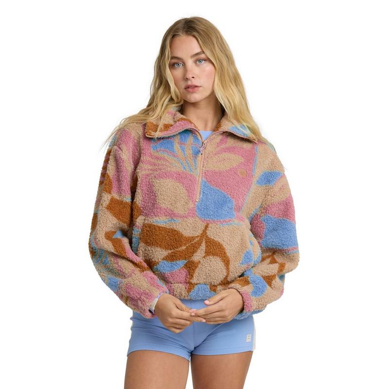 Billabong Haut &agrave; demi-glissi&egrave;re A/Div Barra en sherpa pour femmes