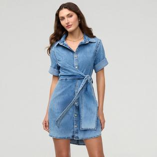 DUER Women's Performance Denim Lite Wrap Shirt Dress