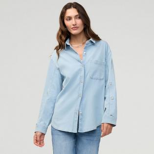 DUER Women's Performance Denim Lite Relaxed Button-Down Shirt