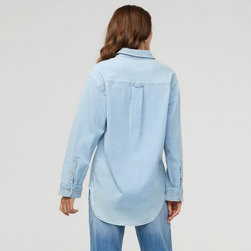 DUER Chemise boutonn&eacute;e d&eacute;contract&eacute;e en denim l&eacute;ger Performance pour femmes