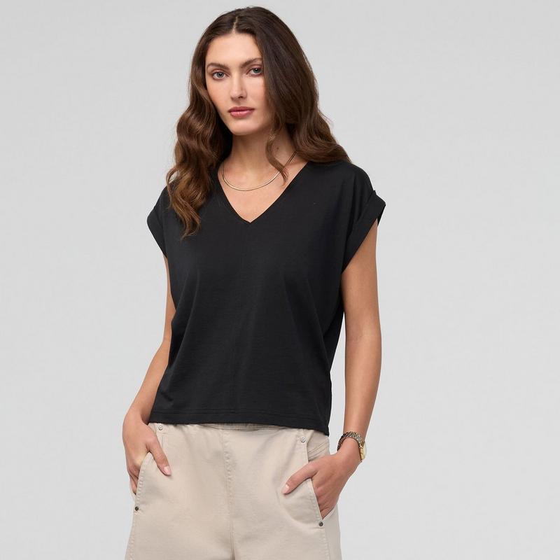 DUER Women's PurePima Dolman V-Neck T-Shirt