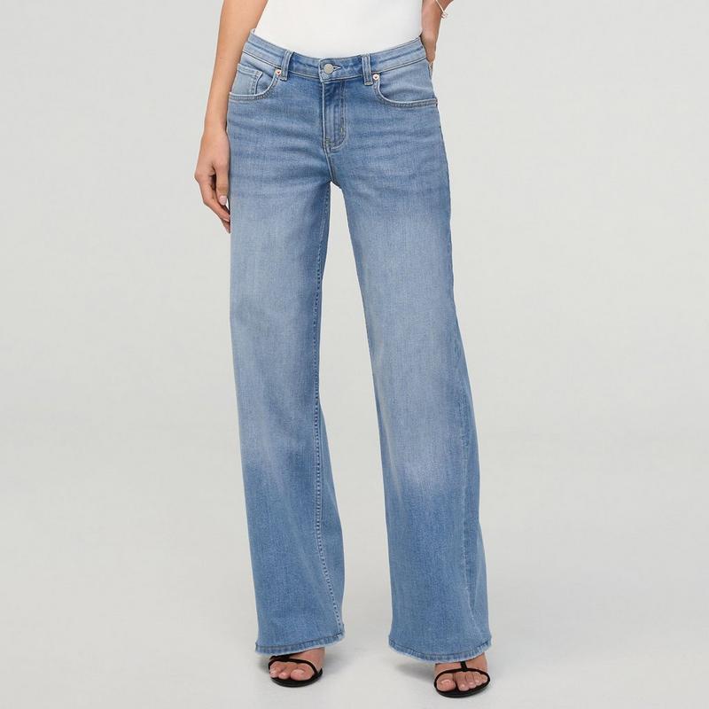 DUER Women's Performance Denim+ Mid Rise Loose Straight Jean
