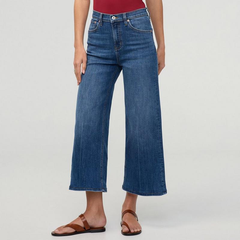 DUER Jean court &agrave; jambe large et taille haute Performance Denim+ pour femmes