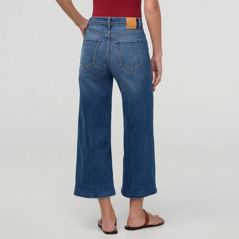 DUER Jean court &agrave; jambe large et taille haute Performance Denim+ pour femmes