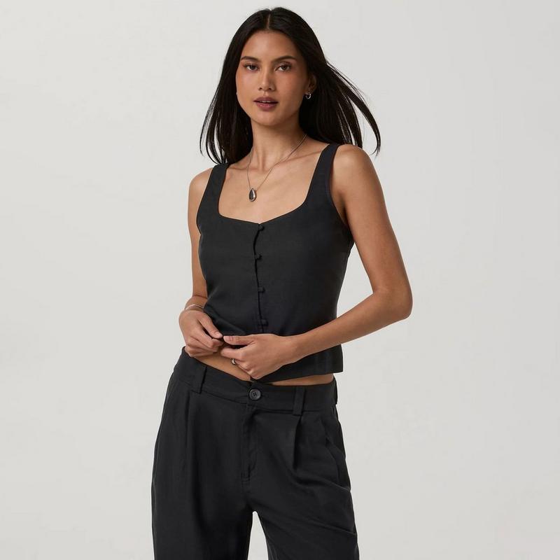 Vuori Women's Trestles Twill Button-Front Top