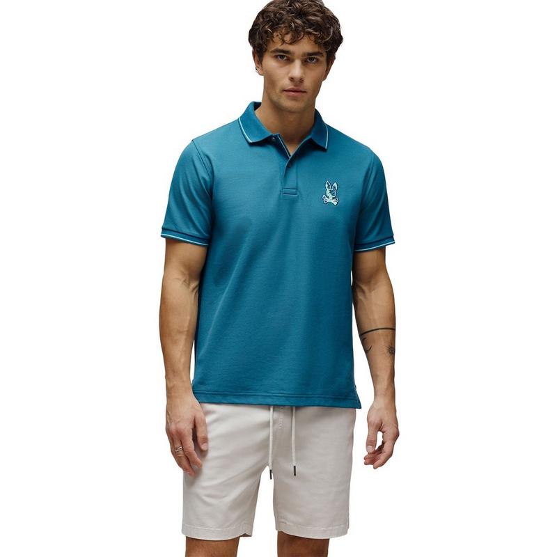 Psycho Bunny Polo en piqu&eacute; Olivier pour hommes