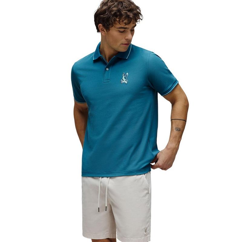 Psycho Bunny Polo en piqu&eacute; Olivier pour hommes