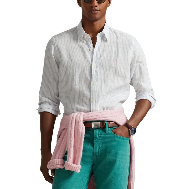 Polo Ralph Lauren Chemise en lin &agrave; rayures pour hommes