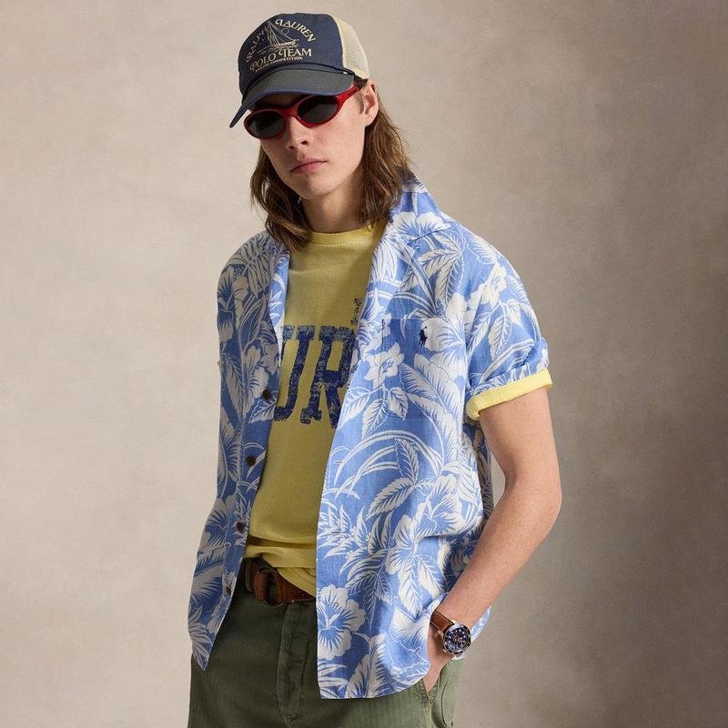 Polo Ralph Lauren Chemise en lin &agrave; imprim&eacute; tropical pour hommes