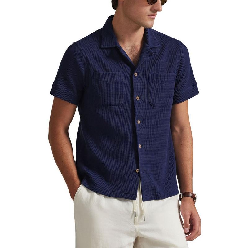 Polo Ralph Lauren Chemise Camp en coton-lin gaufr&eacute; pour hommes