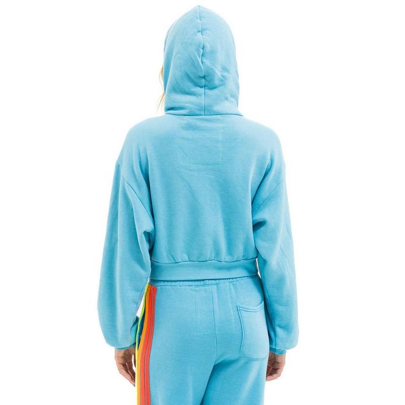 Aviator Nation Chandail court &agrave; capuchon 5 Stripe avec glissi&egrave;re pour femmes