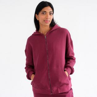 Brunette The Label Chandail &agrave; capuchon &agrave; fermeture &eacute;clair en tissu gaufr&eacute; pour femmes