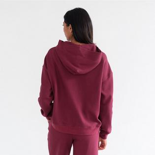 Brunette The Label Chandail &agrave; capuchon &agrave; fermeture &eacute;clair en tissu gaufr&eacute; pour femmes