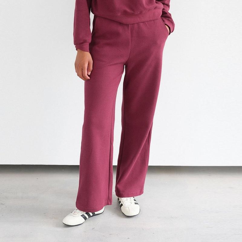 Brunette The Label Pantalon &agrave; jambe large en tissu gaufr&eacute; pour femmes