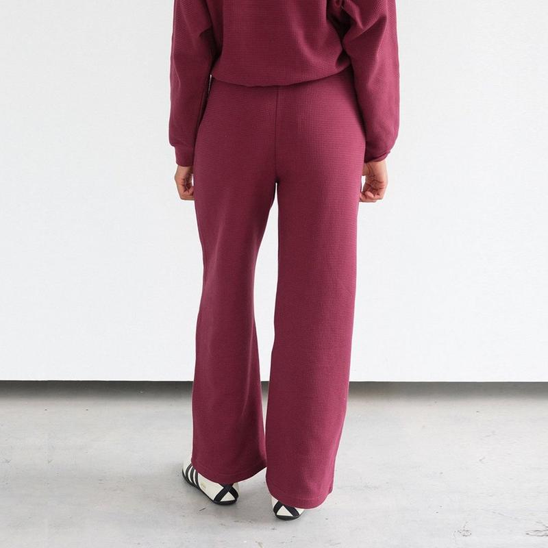 Brunette The Label Pantalon &agrave; jambe large en tissu gaufr&eacute; pour femmes