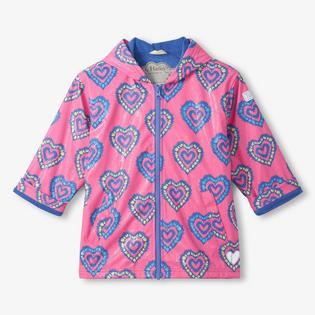 Hatley Girls' [2-10] Colour Changing Heart Burst Zip-Up Rain Jacket