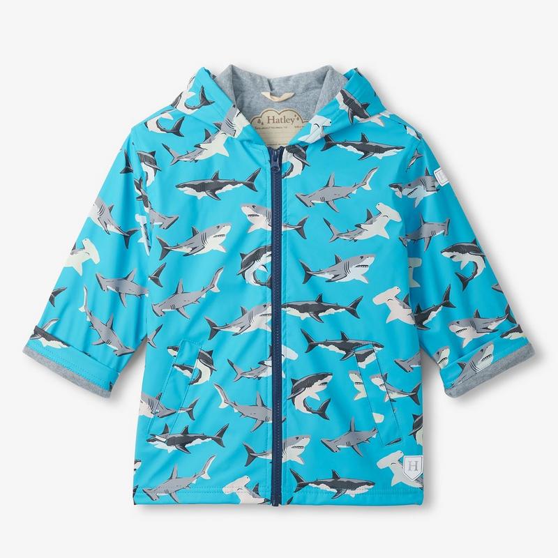Hatley Veste de pluie avec requins qui changent de couleur pour gar&ccedil;ons [2-10]