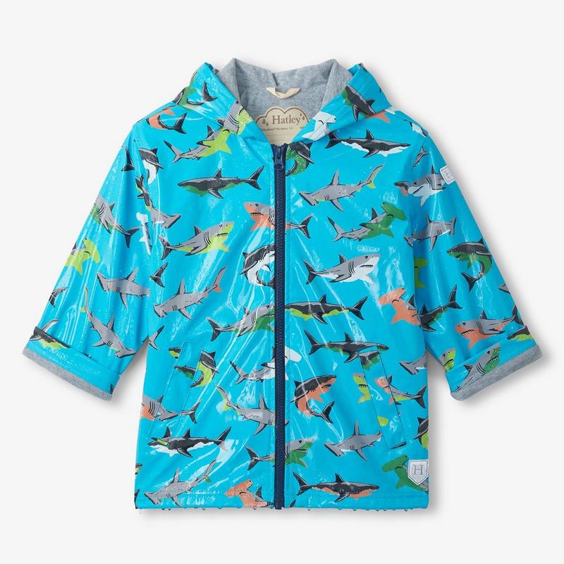 Hatley Veste de pluie avec requins qui changent de couleur pour gar&ccedil;ons [2-10]