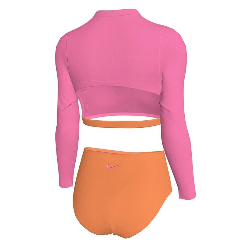 Nike Maillot deux-pi&egrave;ces haut court &agrave; manches longues + bas taille haute pour filles juniors [7-16]