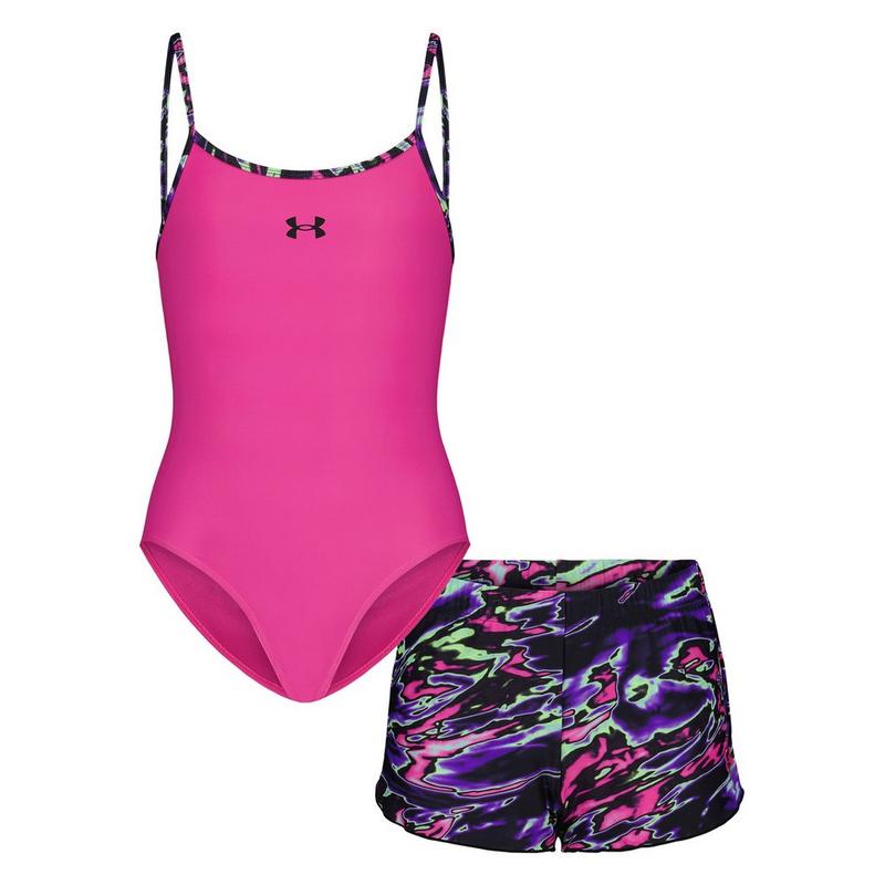 Under Armour Ensemble deux pi&egrave;ces maillot de bain + short Heat Flare pour filles juniors [7-16]
