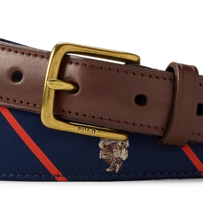 Polo Ralph Lauren Men's Polo Bear Leather Trim Belt