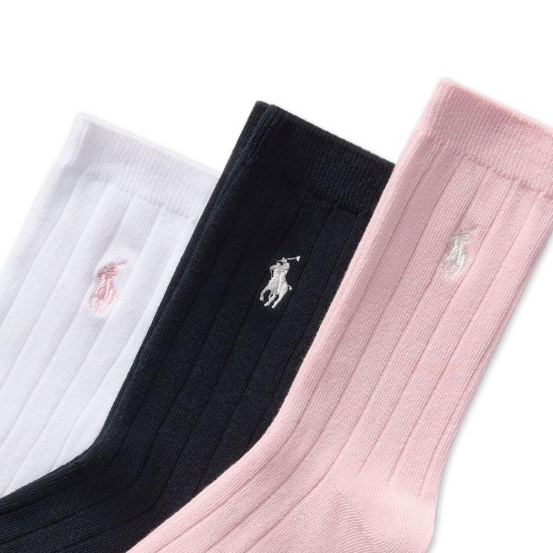 Polo Ralph Lauren Chaussettes mi-mollet c&ocirc;tel&eacute;es de couleur unie pour filles juniors [7-16] (paquet de 3)