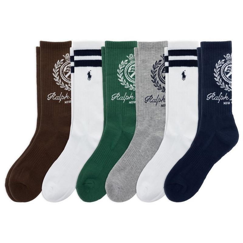 Polo Ralph Lauren Chaussettes mi-mollet Crest pour hommes (paquet de 6)