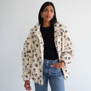 Brunette The Label Women's Floral Sherpa Full-Zip Jacket