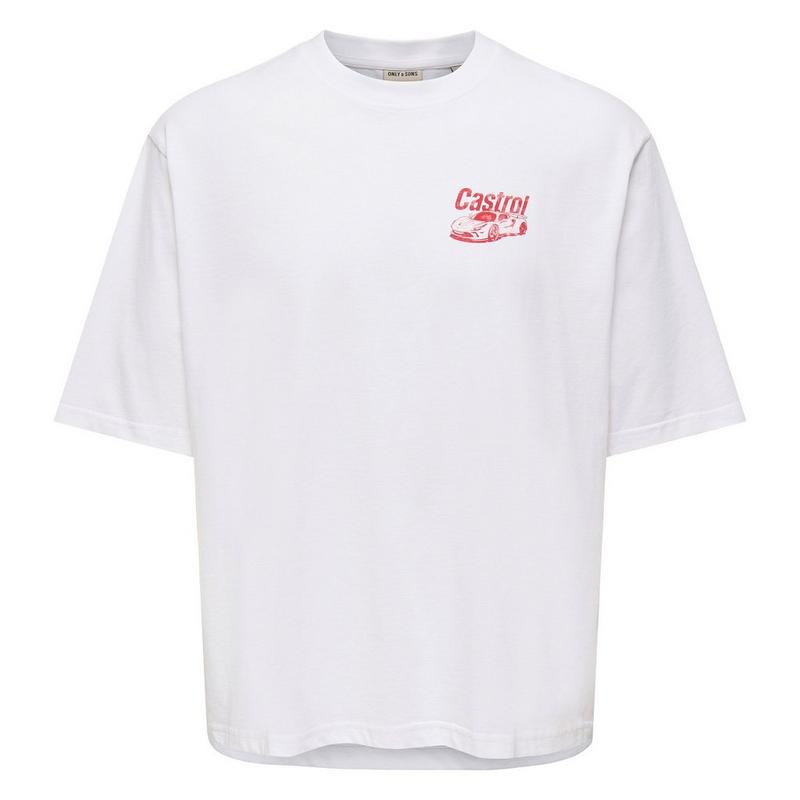 Only & Sons T-shirt Castrol Life &agrave; coupe d&eacute;contract&eacute;e pour hommes