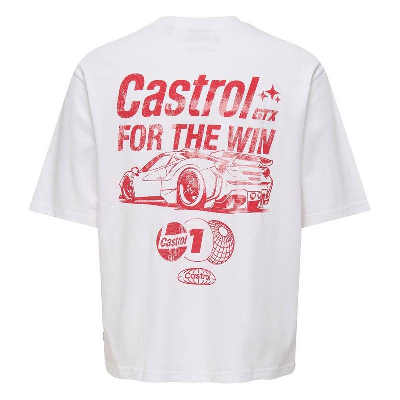 Only & Sons T-shirt Castrol Life &agrave; coupe d&eacute;contract&eacute;e pour hommes