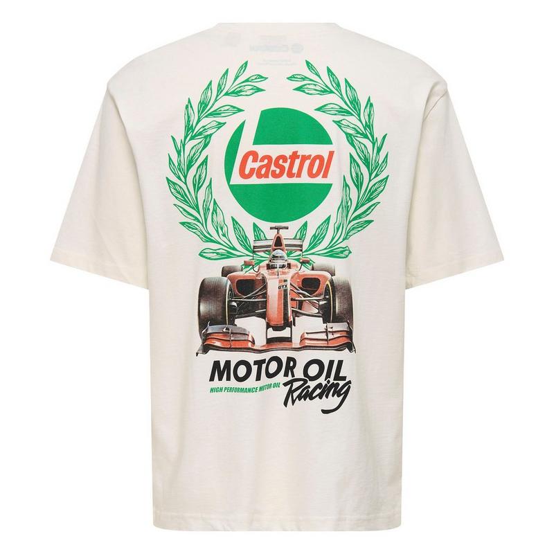 Only & Sons T-shirt Castrol Life &agrave; coupe d&eacute;contract&eacute;e pour hommes