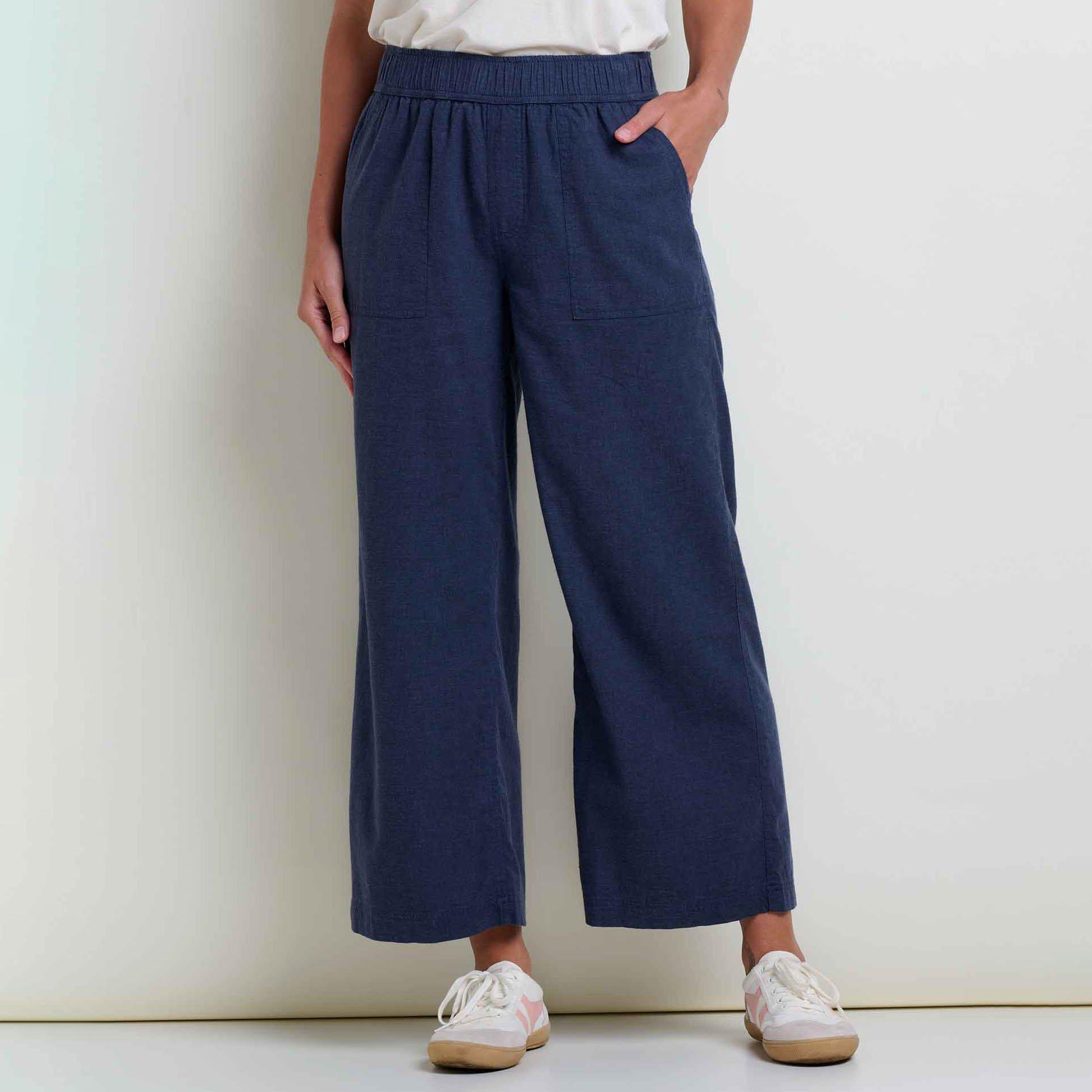Toad&Co | Women's Taj Hemp Wide Leg Pants, True Navy, Size Small