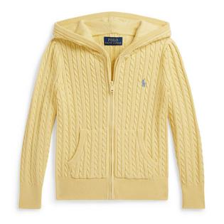 Polo Ralph Lauren Chandail &agrave; capuchon avec glissi&egrave;re en tricot c&acirc;bl&eacute; pour filles [2-6X]