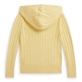 Polo Ralph Lauren Chandail &agrave; capuchon avec glissi&egrave;re en tricot c&acirc;bl&eacute; pour filles [2-6X]