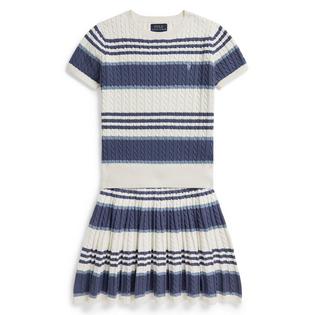 Polo Ralph Lauren Junior Girls' [7-16] Striped Cable Cotton Sweater + Skirt Two-Piece Set