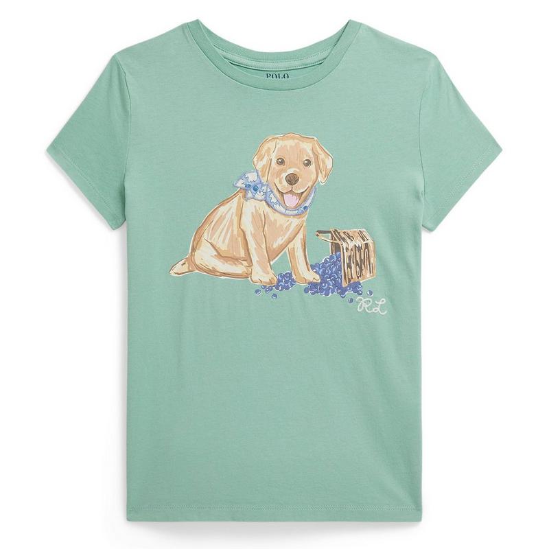 Polo Ralph Lauren T-shirt &agrave; imprim&eacute; de chien en jersey de coton pour filles juniors [7-16]