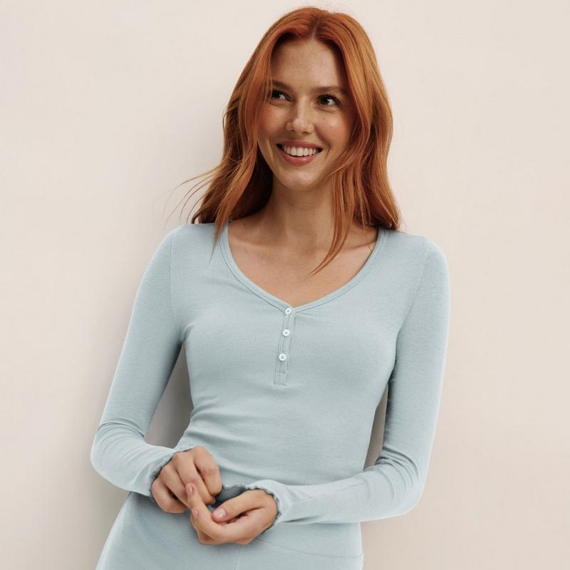 Knix Haut Henley &agrave; manches longues en Modal c&ocirc;tel&eacute; pour femmes