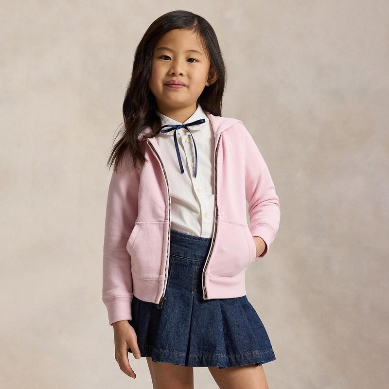 Polo Ralph Lauren Chandail &agrave; capuchon avec glissi&egrave;re en tissu bouclette pour filles [2-6X]