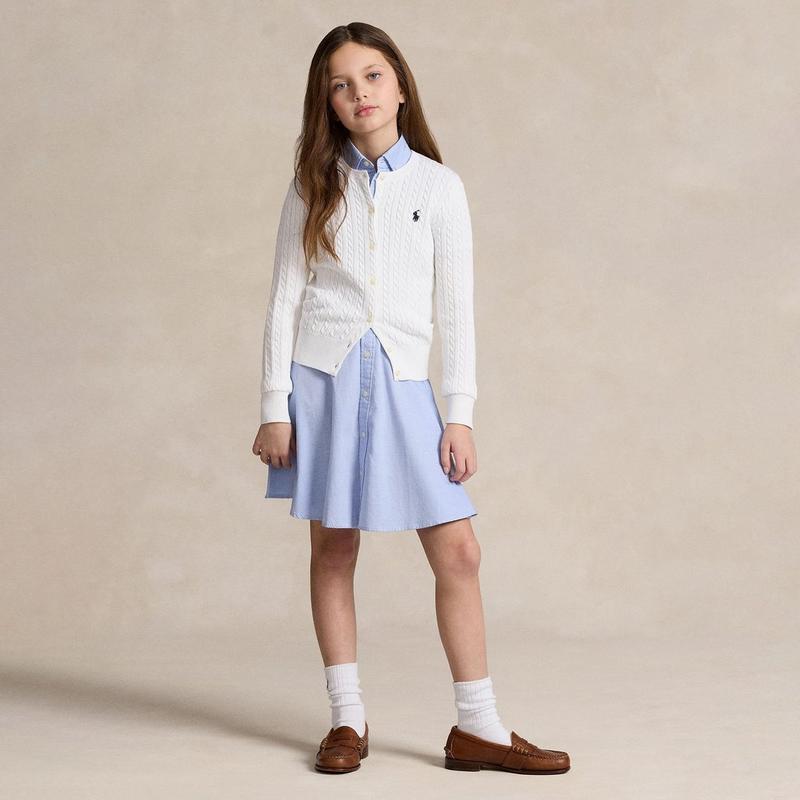 Polo Ralph Lauren Cardigan en tricot c&acirc;bl&eacute; miniature de coton pour filles juniors [7-16]