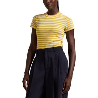 Polo Ralph Lauren T-shirt &agrave; col rond en coton c&ocirc;tel&eacute; ray&eacute; pour femmes