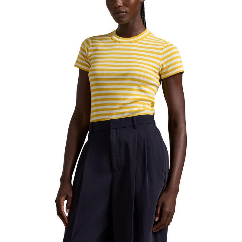 Polo Ralph Lauren T-shirt &agrave; col rond en coton c&ocirc;tel&eacute; ray&eacute; pour femmes