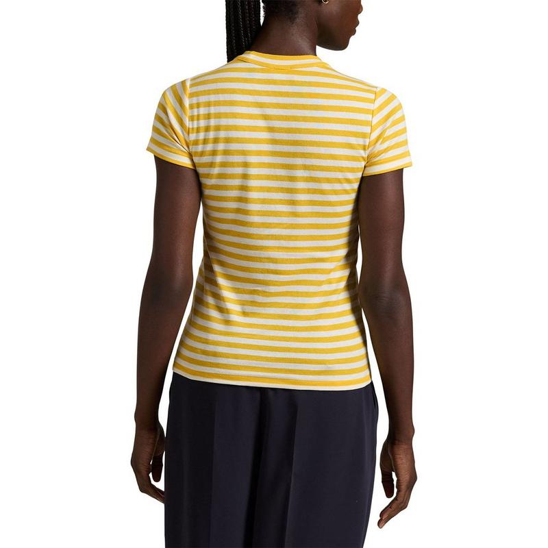 Polo Ralph Lauren T-shirt &agrave; col rond en coton c&ocirc;tel&eacute; ray&eacute; pour femmes