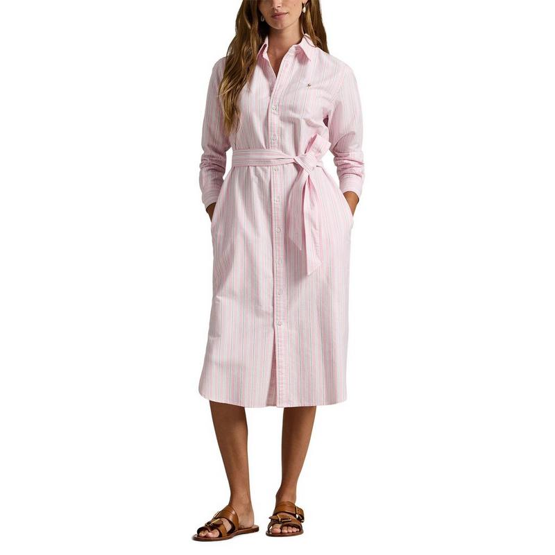 Polo Ralph Lauren Robe-chemise ray&eacute;e en coton Oxford avec ceinture pour femmes