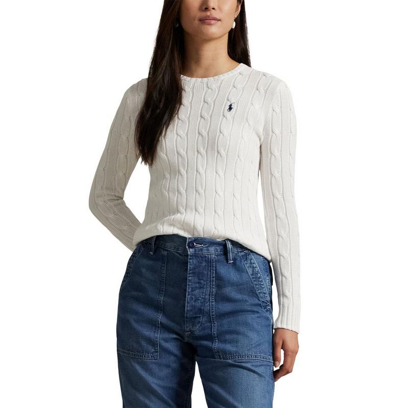 Polo Ralph Lauren Chandail en tricot de coton torsad&eacute; &agrave; col rond pour femmes