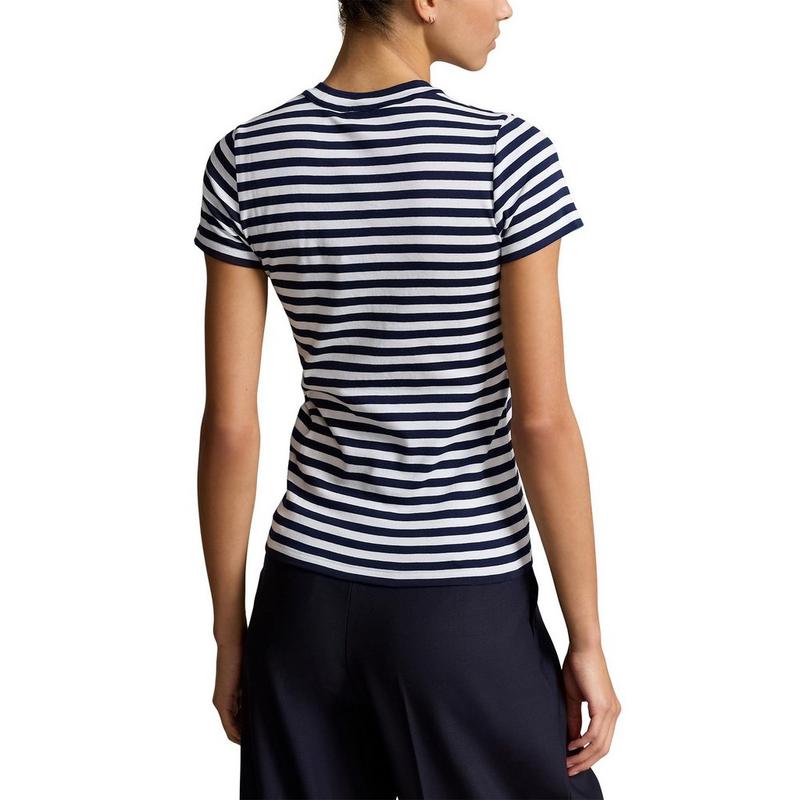Polo Ralph Lauren T-shirt &agrave; col rond en coton c&ocirc;tel&eacute; ray&eacute; pour femmes