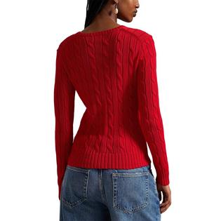 Polo Ralph Lauren Chandail en coton &agrave; col rond en tricot torsad&eacute; pour femmes