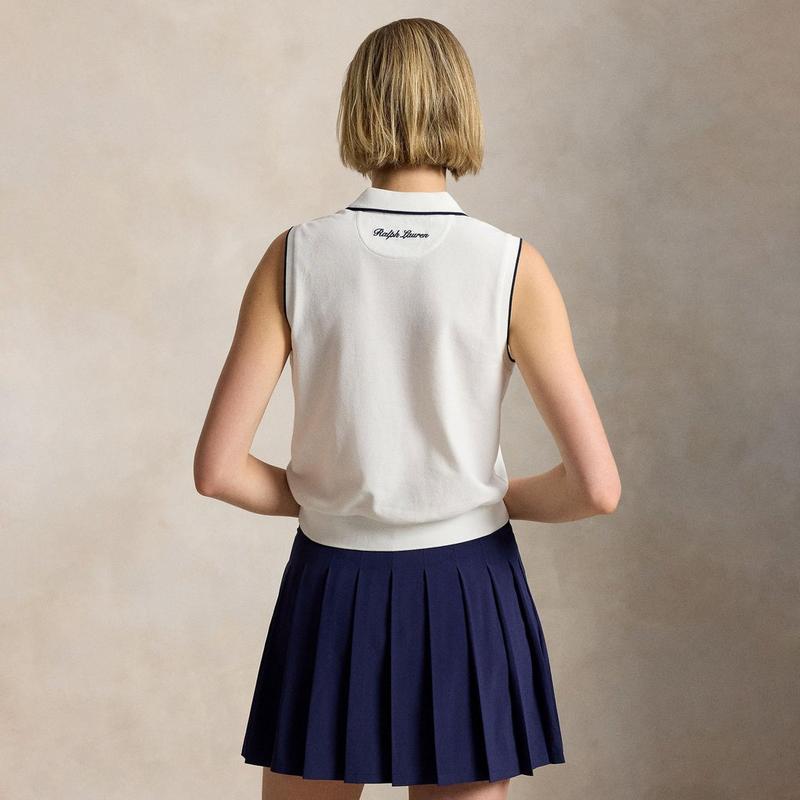 Polo Ralph Lauren Polo sans manches en m&eacute;lange de coton avec logo Wimbledon pour femmes