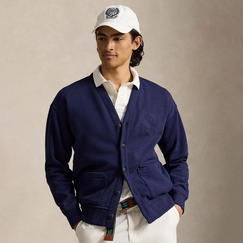 Polo Ralph Lauren Cardigan Wimbledon Crest &agrave; coupe d&eacute;contract&eacute;e pour hommes