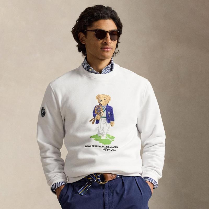 Polo Ralph Lauren Chandail Wimbledon Polo Bear &agrave; coupe d&eacute;contract&eacute;e pour hommes